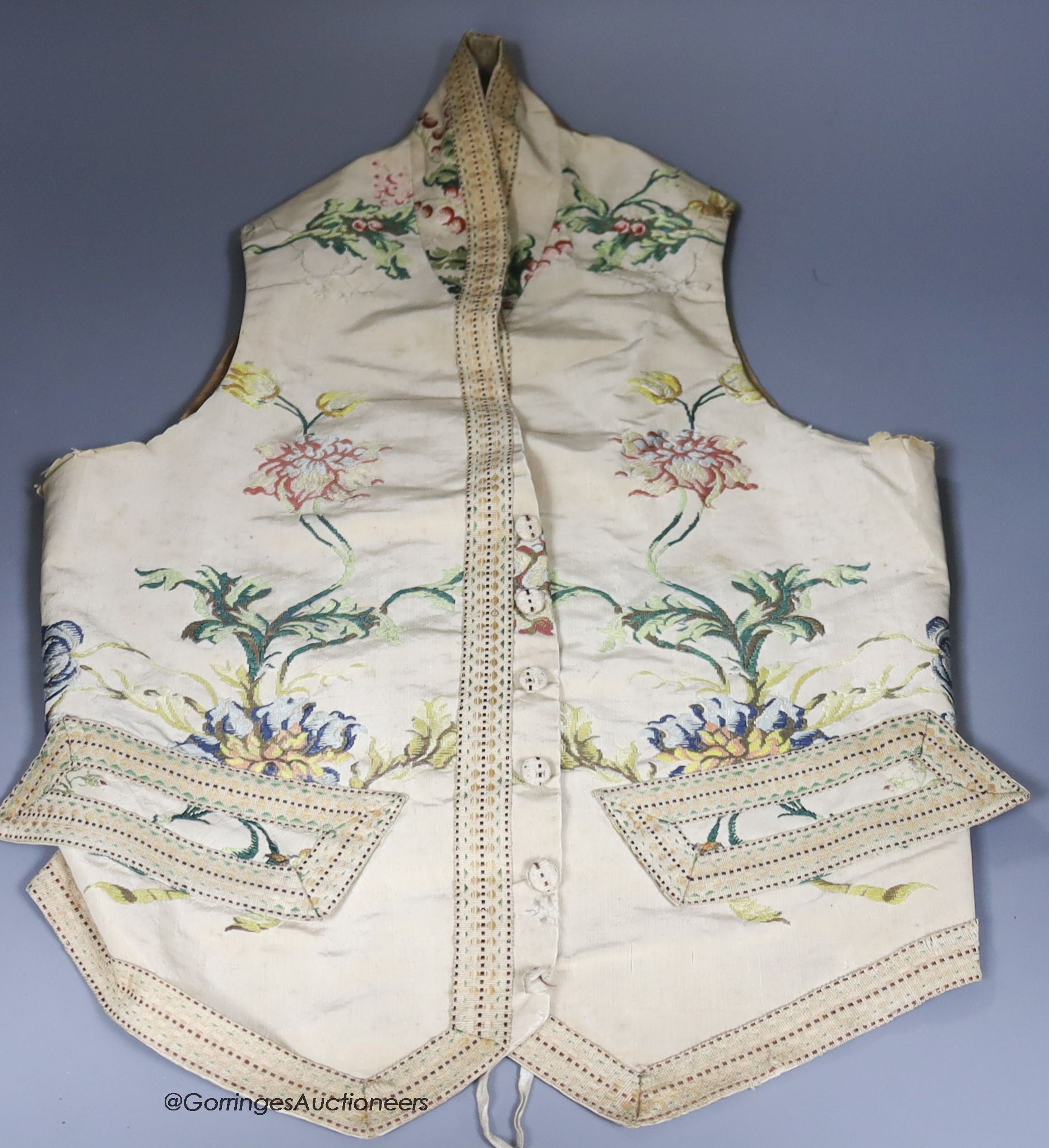 A late 18th century brocade child's waistcoat